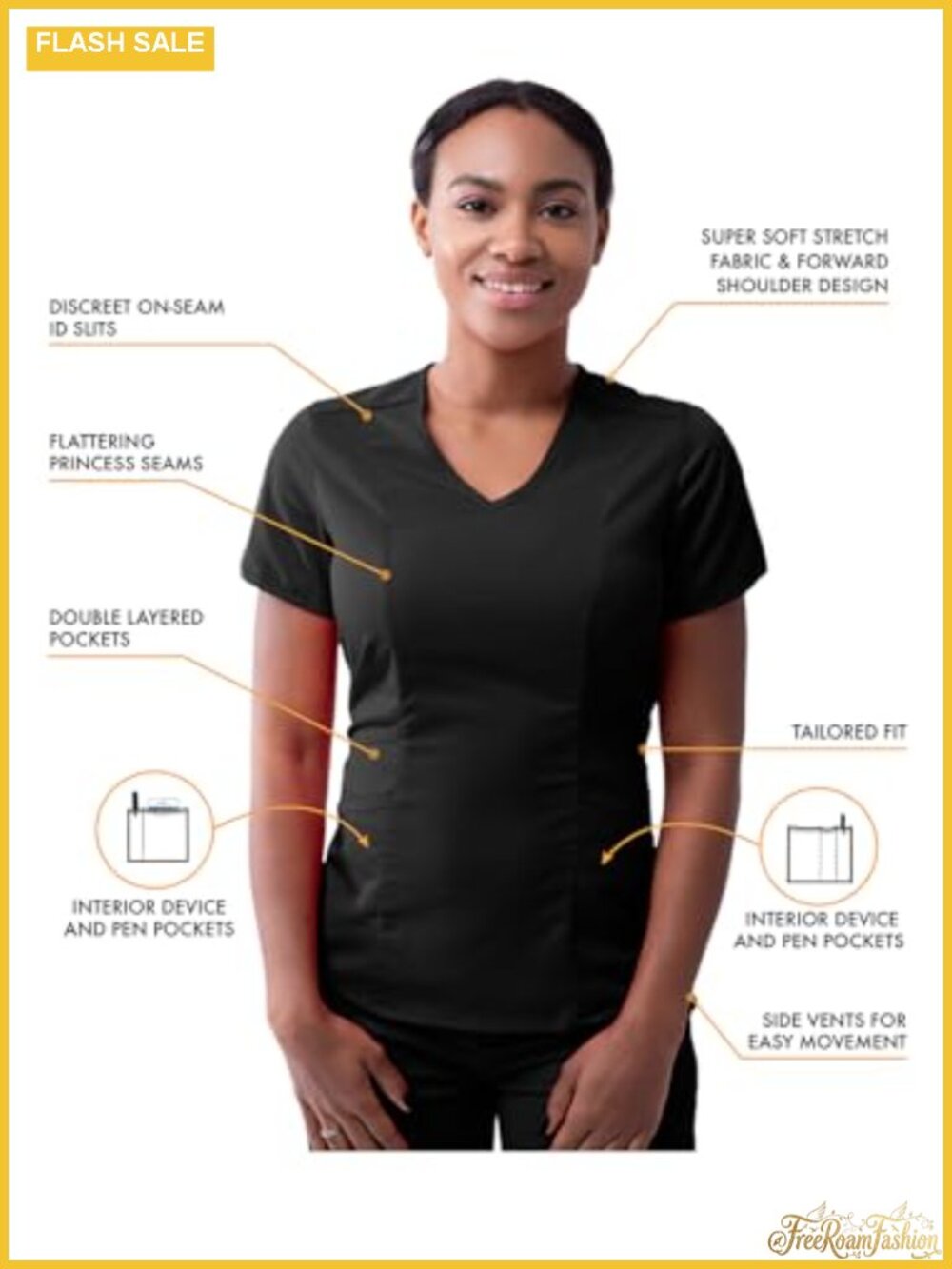 ADAR Pro Modern Athletic Scrub Set Women V-Neck Top & Yoga Jogger Pants 4-Way - Picture 2 of 6